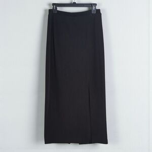 Siasia Stretch Pencil Skirt Vintage 80's Long Midi Front Slit Black